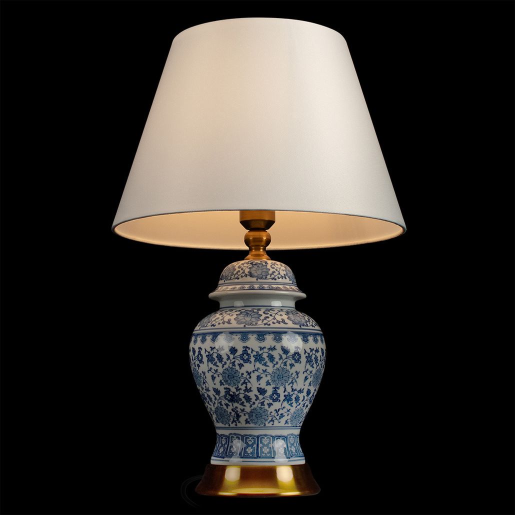Настольная лампа с цветочной росписью Blue & White Chinoiserie