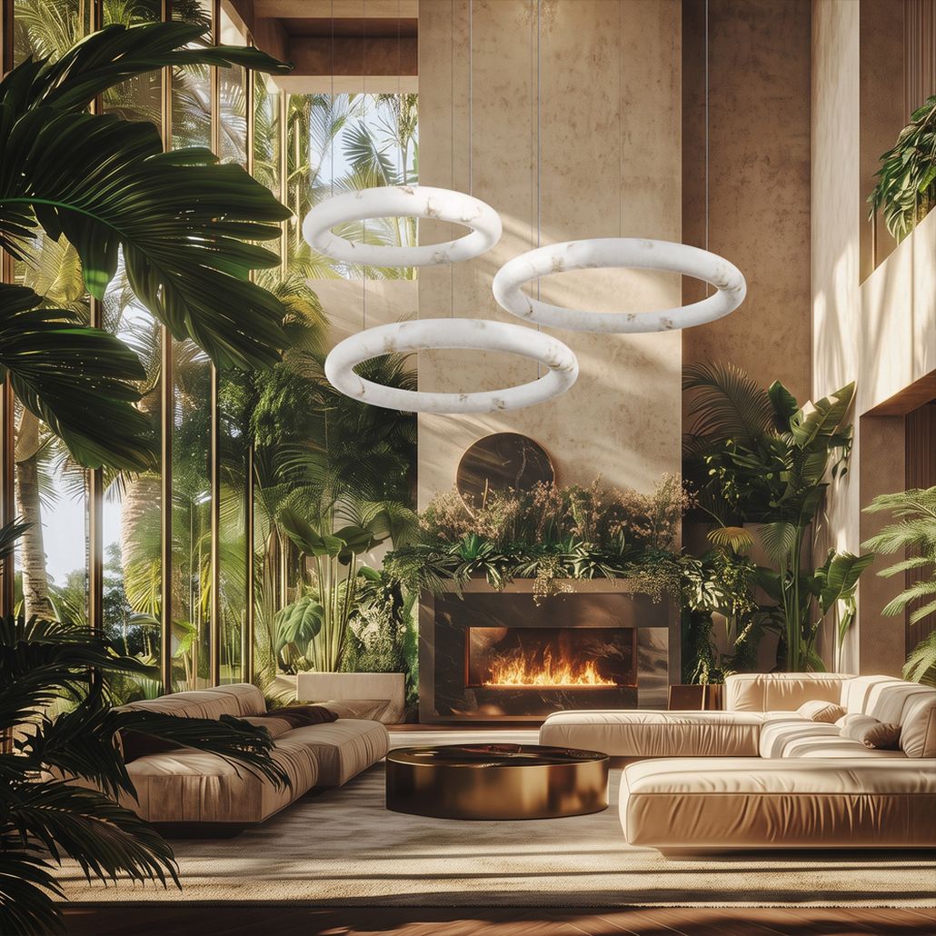 Круглый подвесной светильник Marble Round Chandelier 100см