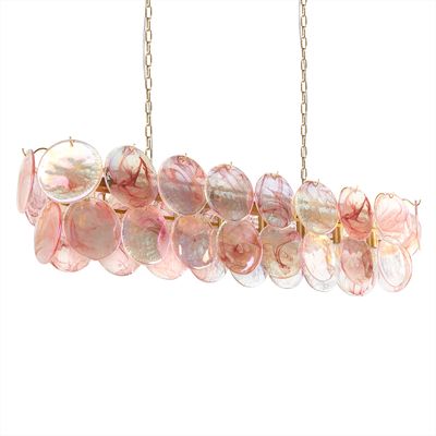 Подвесная люстра из круглых розовых стеклянных дисков Pink Sequins