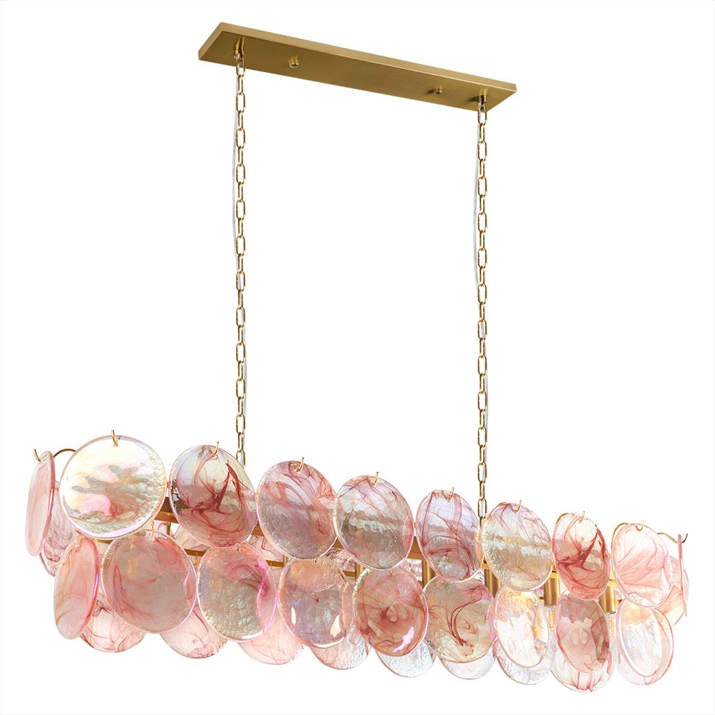 Подвесная люстра из круглых розовых стеклянных дисков Pink Sequins