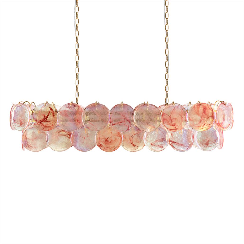 Подвесная люстра из круглых розовых стеклянных дисков Pink Sequins