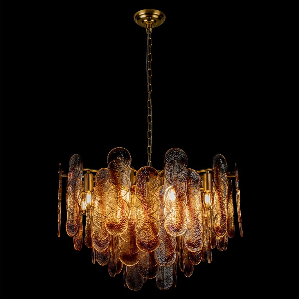 Подвесная люстра из декоративных стеклянных элементов Amber Sequins 68 см