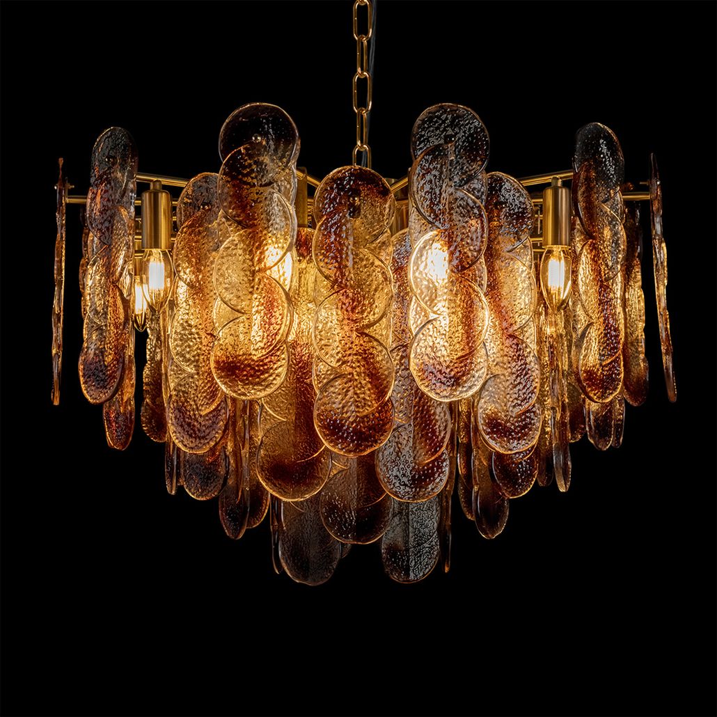 Подвесная люстра из декоративных стеклянных элементов Amber Sequins 68 см
