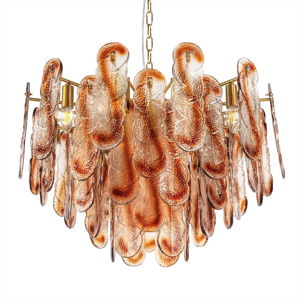 Подвесная люстра из декоративных стеклянных элементов Amber Sequins 68 см