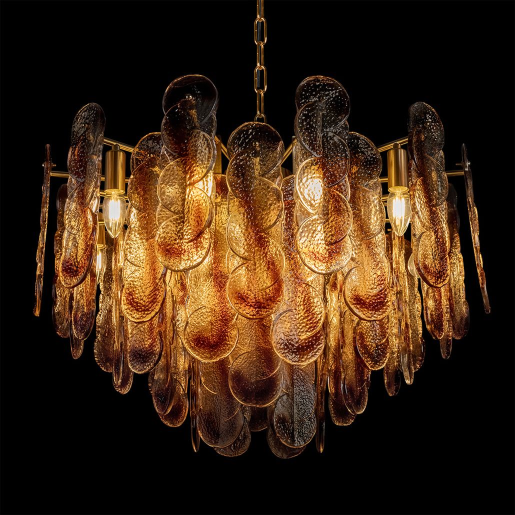 Подвесная люстра из декоративных стеклянных элементов Amber Sequins 68 см