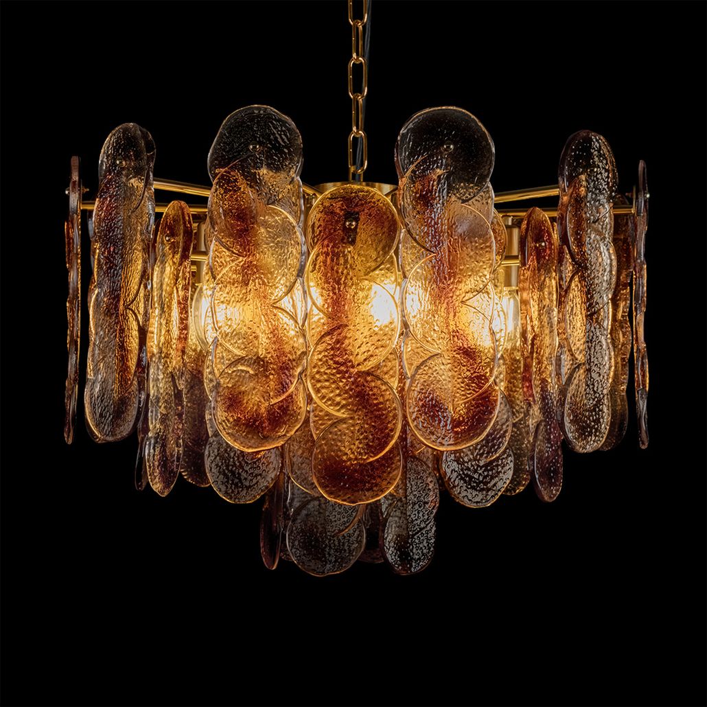 Подвесная люстра из декоративных стеклянных элементов Amber Sequins 55 см