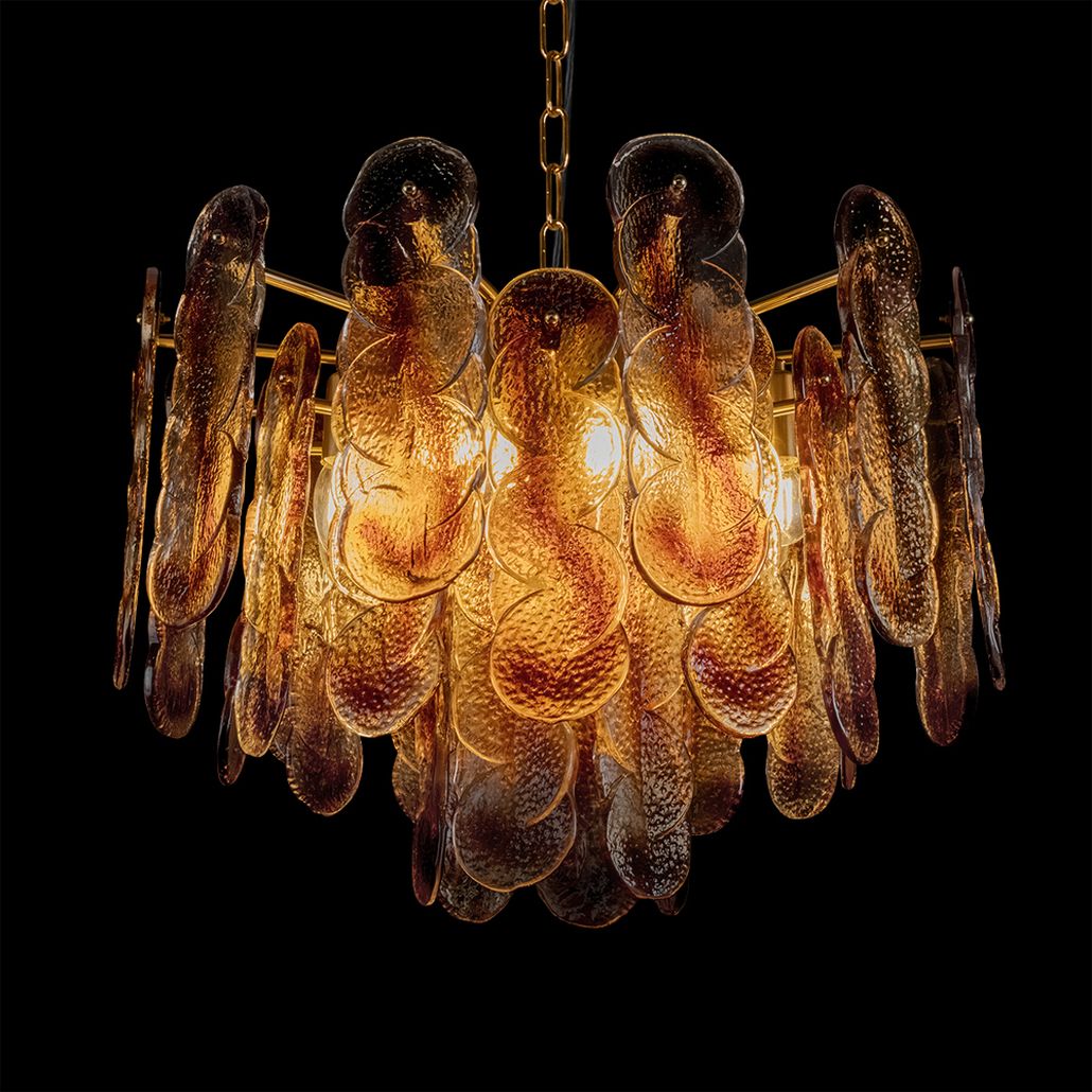 Подвесная люстра из декоративных стеклянных элементов Amber Sequins 55 см