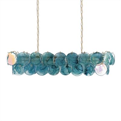 Подвесная люстра овальная из стеклянных дисков Sequins Blue Pearl