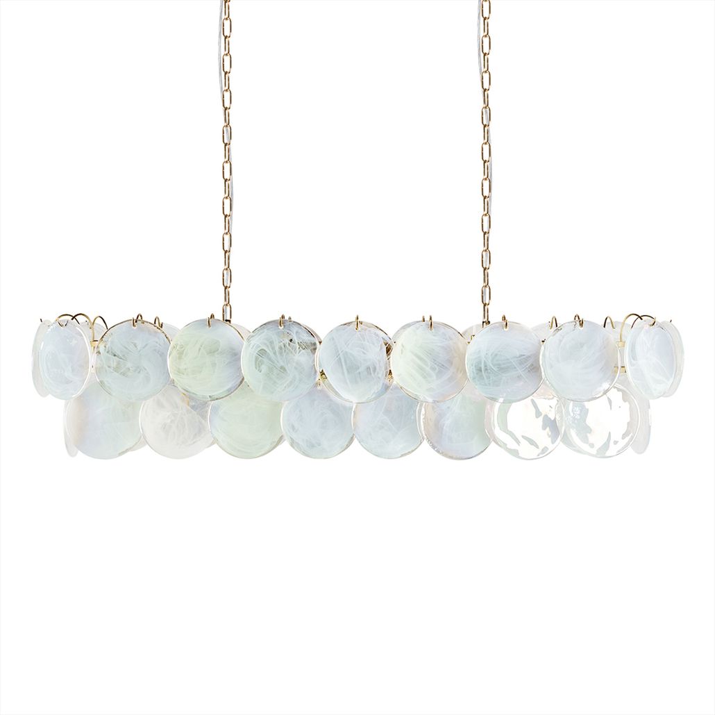 Подвесная люстра овальная из стеклянных перламутровх дисков Sequins Pearl