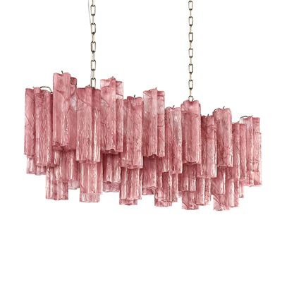 Люстра подвесная овальная Pink Lagoon glass Розовое стекло