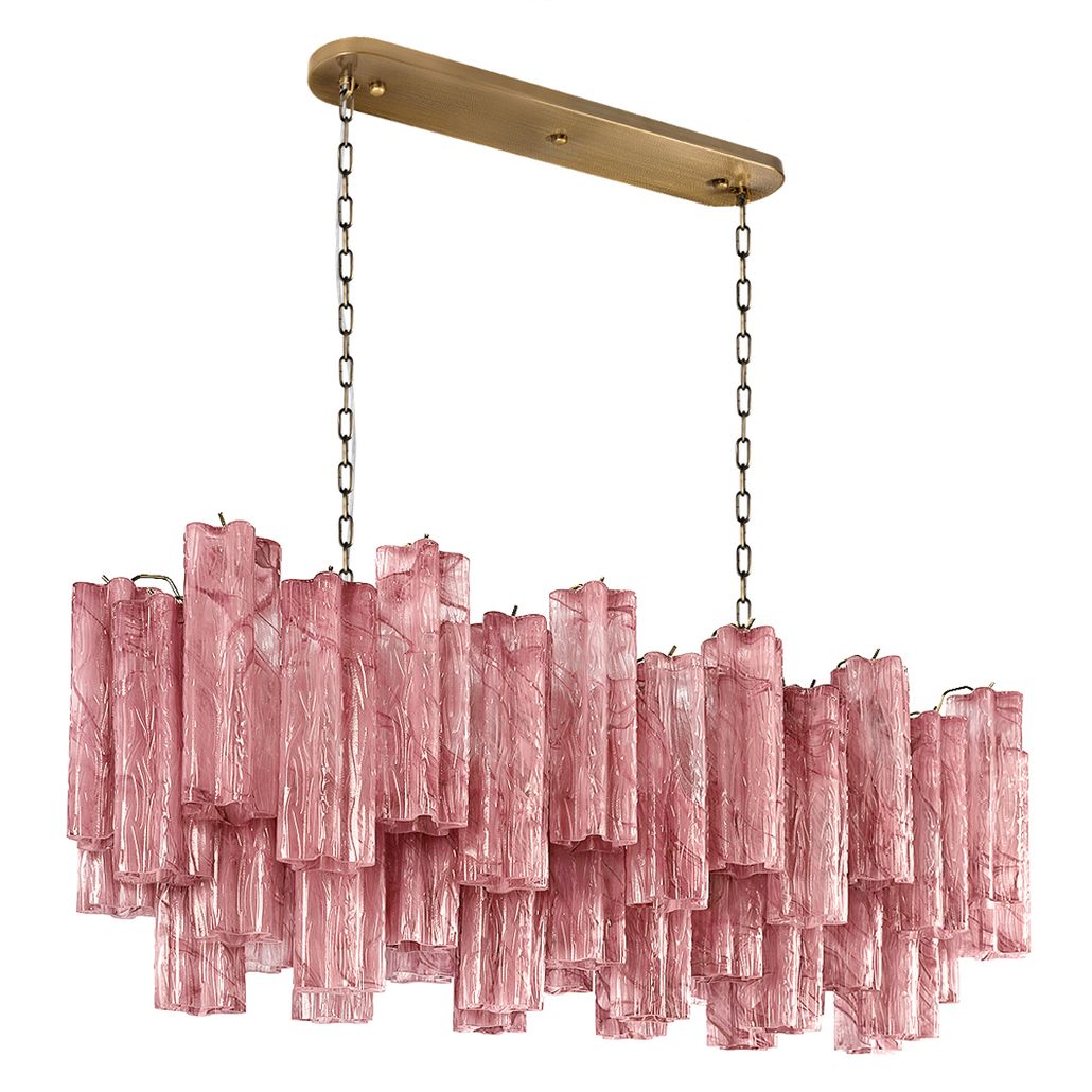 Люстра подвесная овальная Pink Lagoon glass Розовое стекло