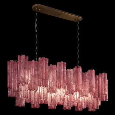 Люстра подвесная овальная Pink Lagoon glass Розовое стекло