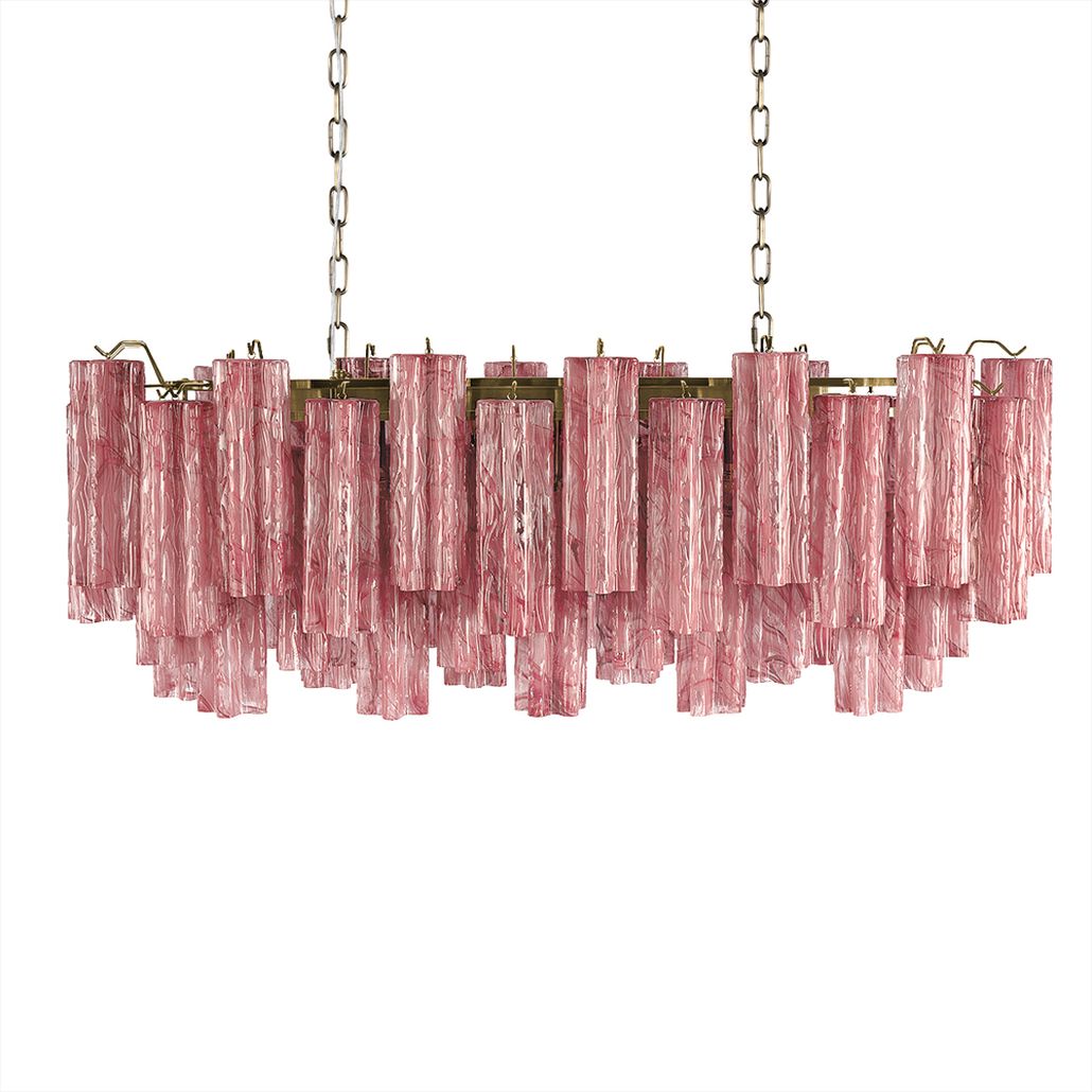 Люстра подвесная овальная Pink Lagoon glass Розовое стекло