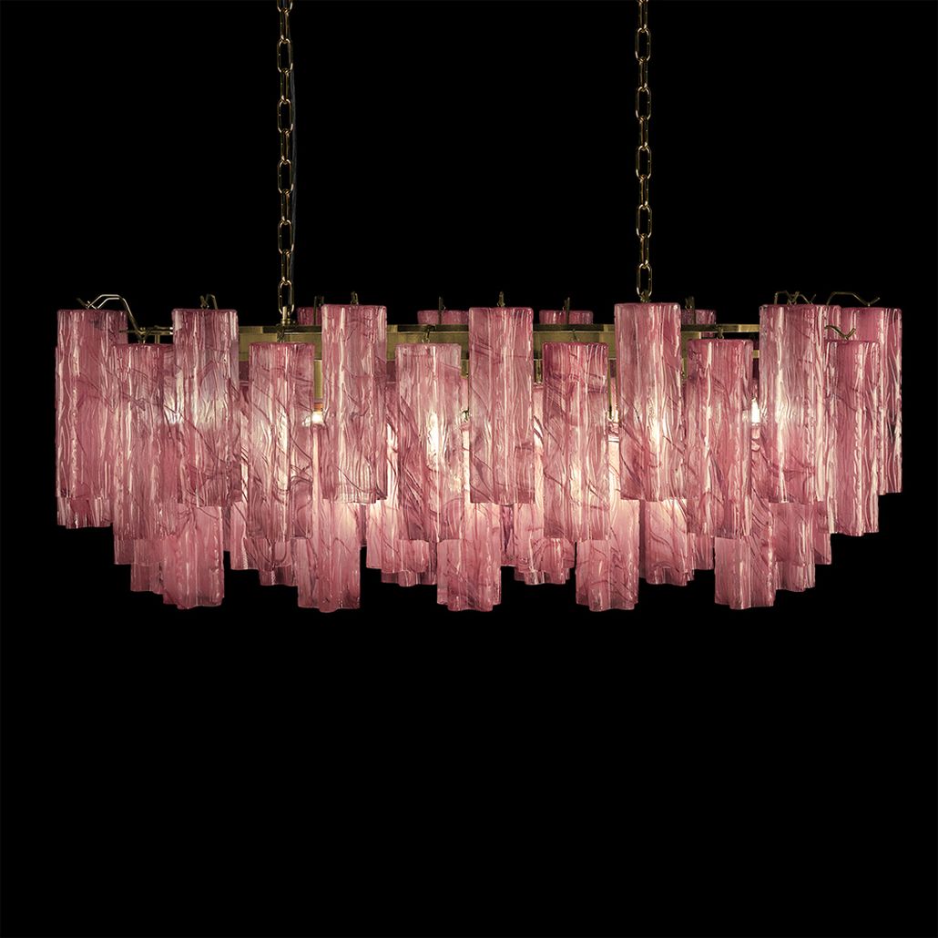Люстра подвесная овальная Pink Lagoon glass Розовое стекло