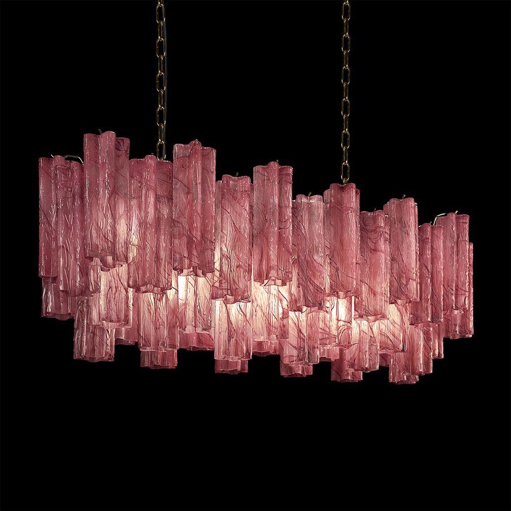 Люстра подвесная овальная Pink Lagoon glass Розовое стекло