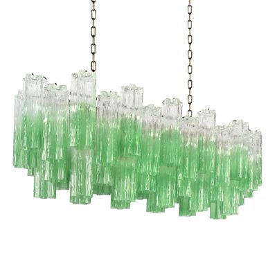 Люстра подвесная овальная Green Lagoon glass Зеленый градиент
