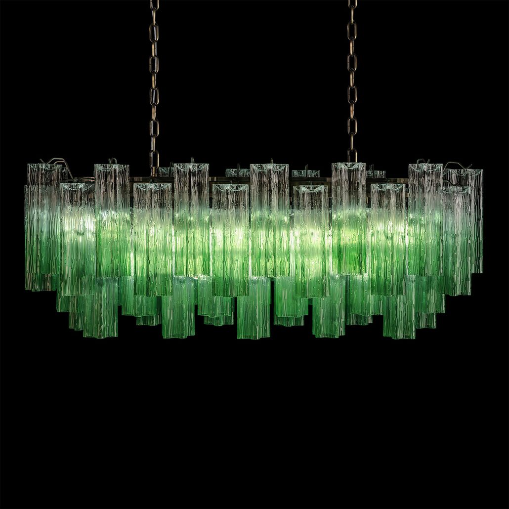 Люстра подвесная овальная Green Lagoon glass Зеленый градиент