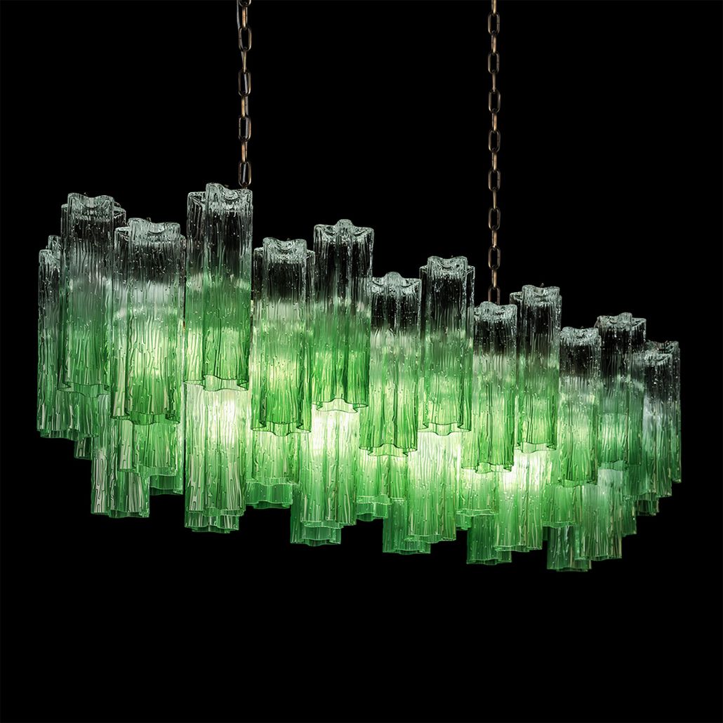 Люстра подвесная овальная Green Lagoon glass Зеленый градиент