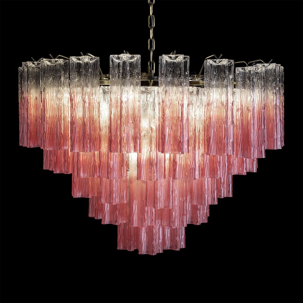 Люстра подвесная Clear Pink Lagoon glass Розовый градиент 80 см