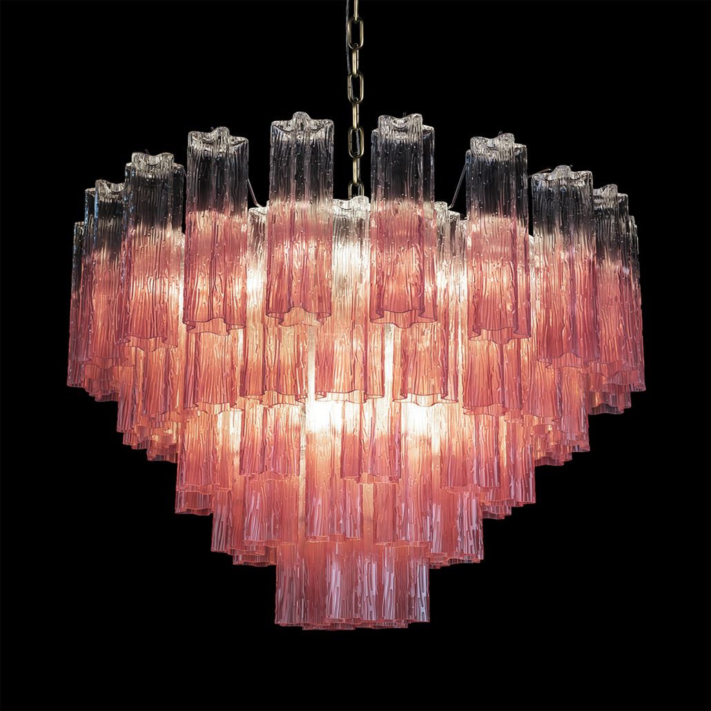 Люстра подвесная Clear Pink Lagoon glass Розовый градиент 80 см