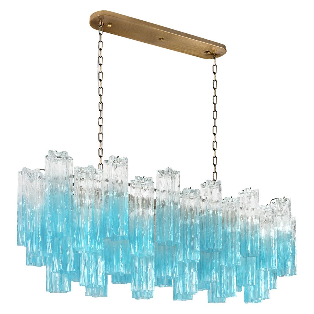 Люстра подвесная овальная Clear Blue Lagoon glass Синий градиент