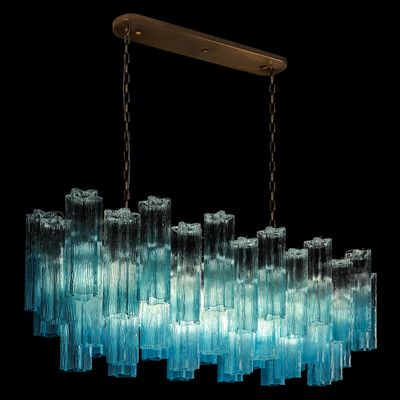 Люстра подвесная овальная Clear Blue Lagoon glass Синий градиент