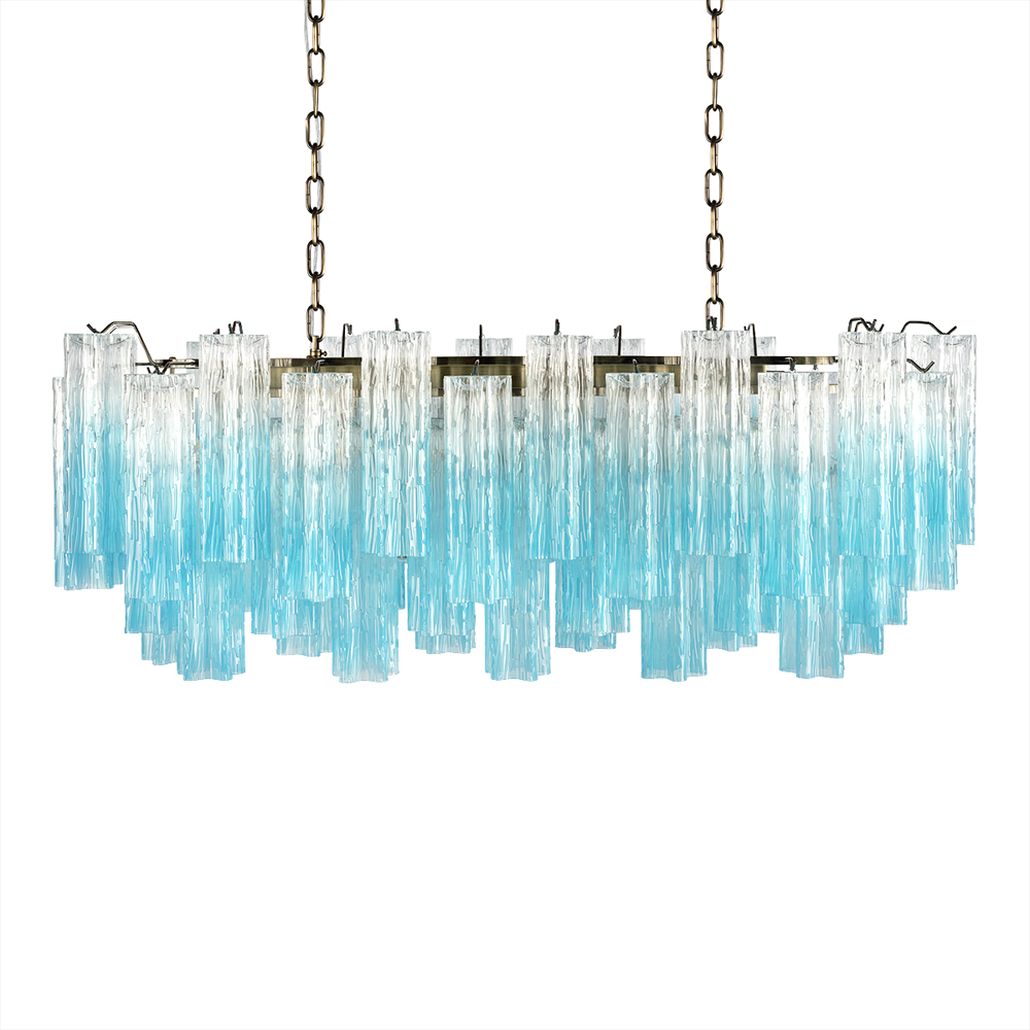 Люстра подвесная овальная Clear Blue Lagoon glass Синий градиент