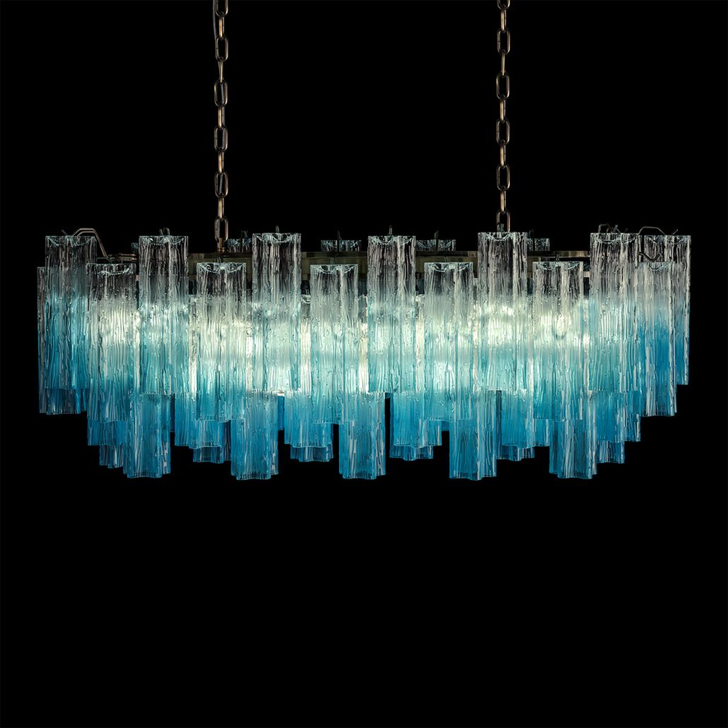 Люстра подвесная овальная Clear Blue Lagoon glass Синий градиент