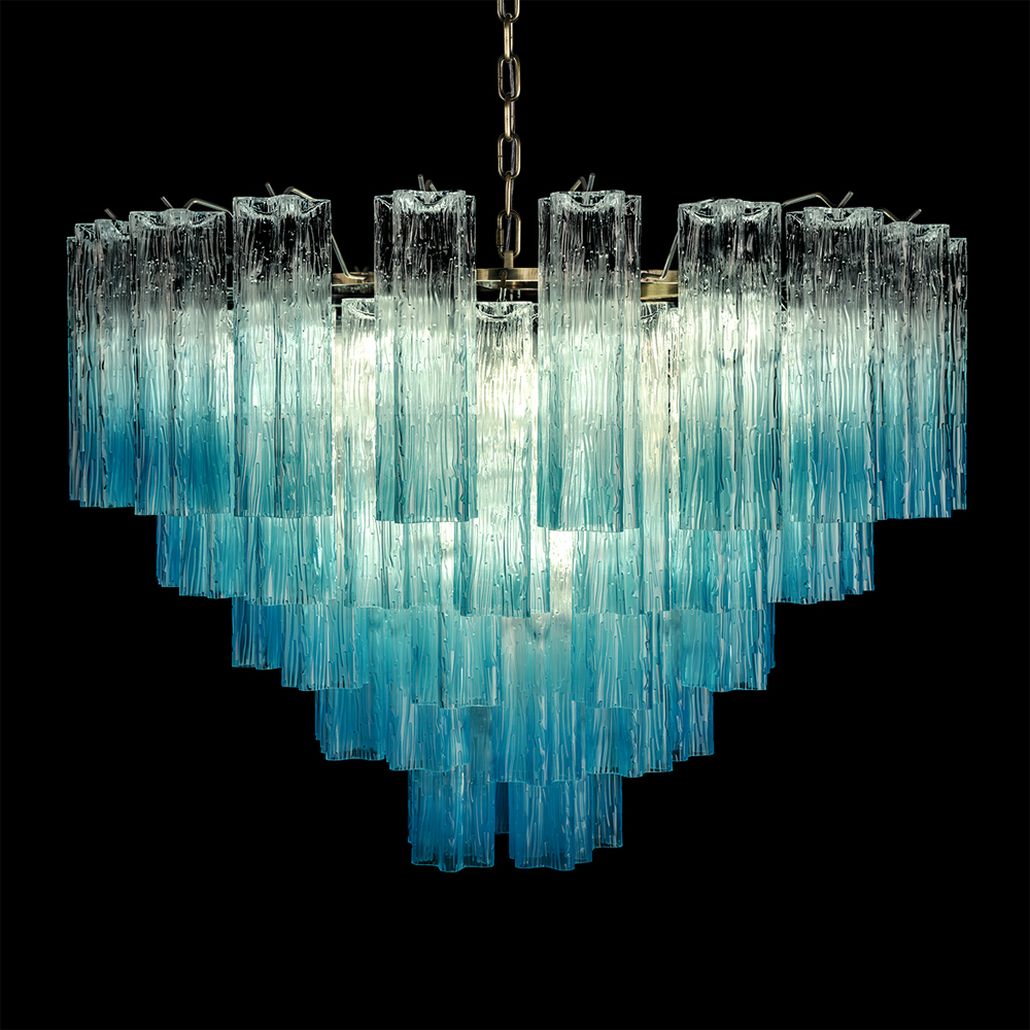 Люстра подвесная Clear blue Lagoon glass Синий градиент 80 см
