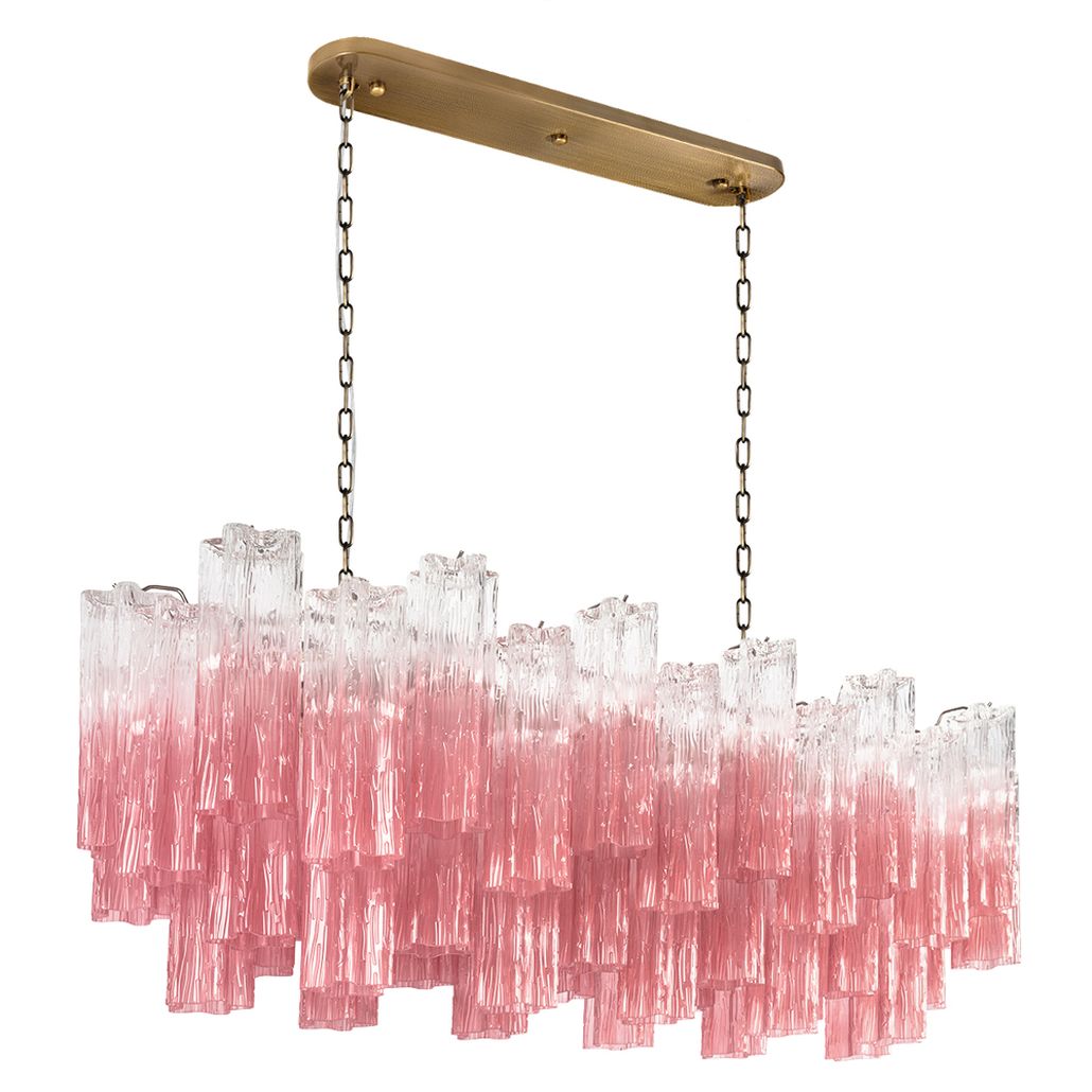 Люстра подвесная овальная Clear Pink Lagoon glass Розовый градиент