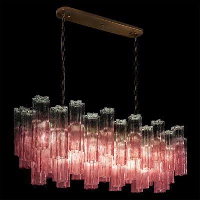 Люстра подвесная овальная Clear Pink Lagoon glass Розовый градиент