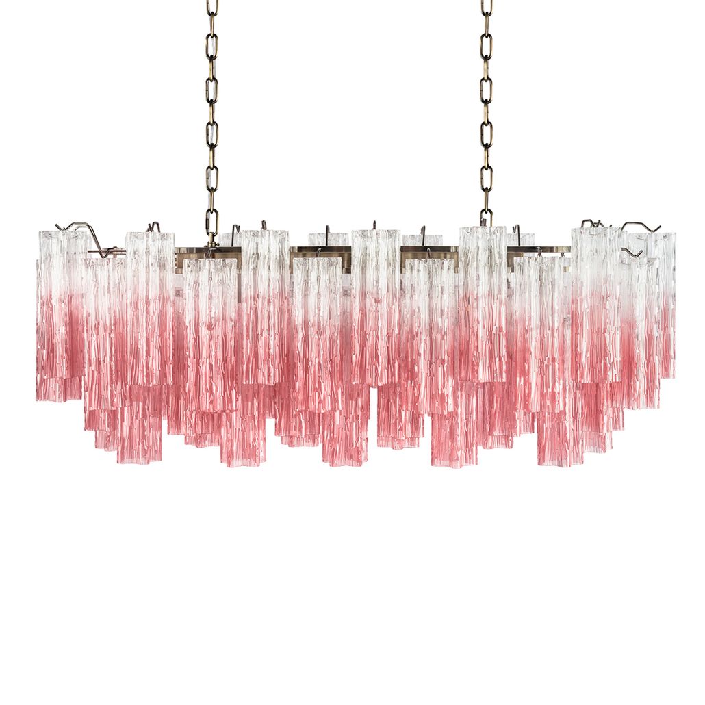 Люстра подвесная овальная Clear Pink Lagoon glass Розовый градиент