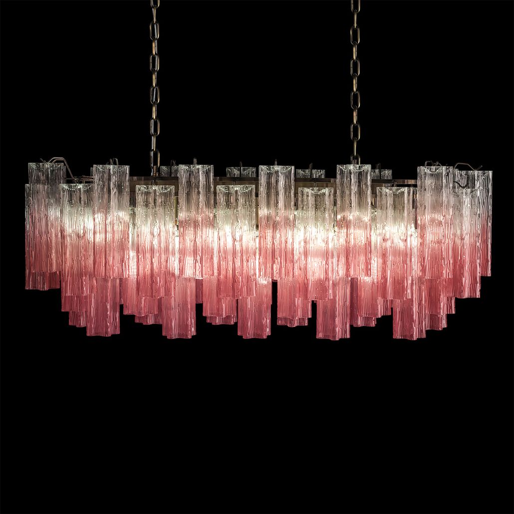Люстра подвесная овальная Clear Pink Lagoon glass Розовый градиент