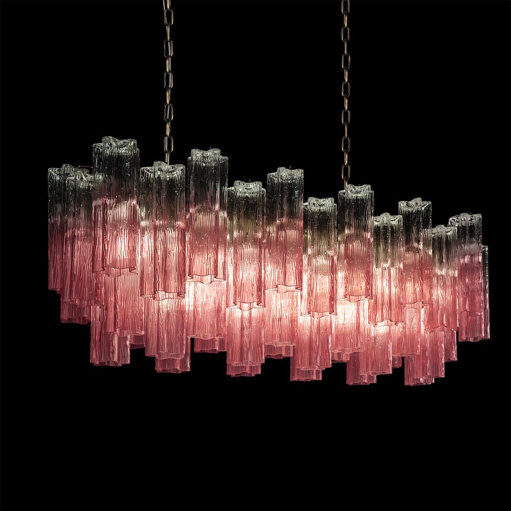 Люстра подвесная овальная Clear Pink Lagoon glass Розовый градиент