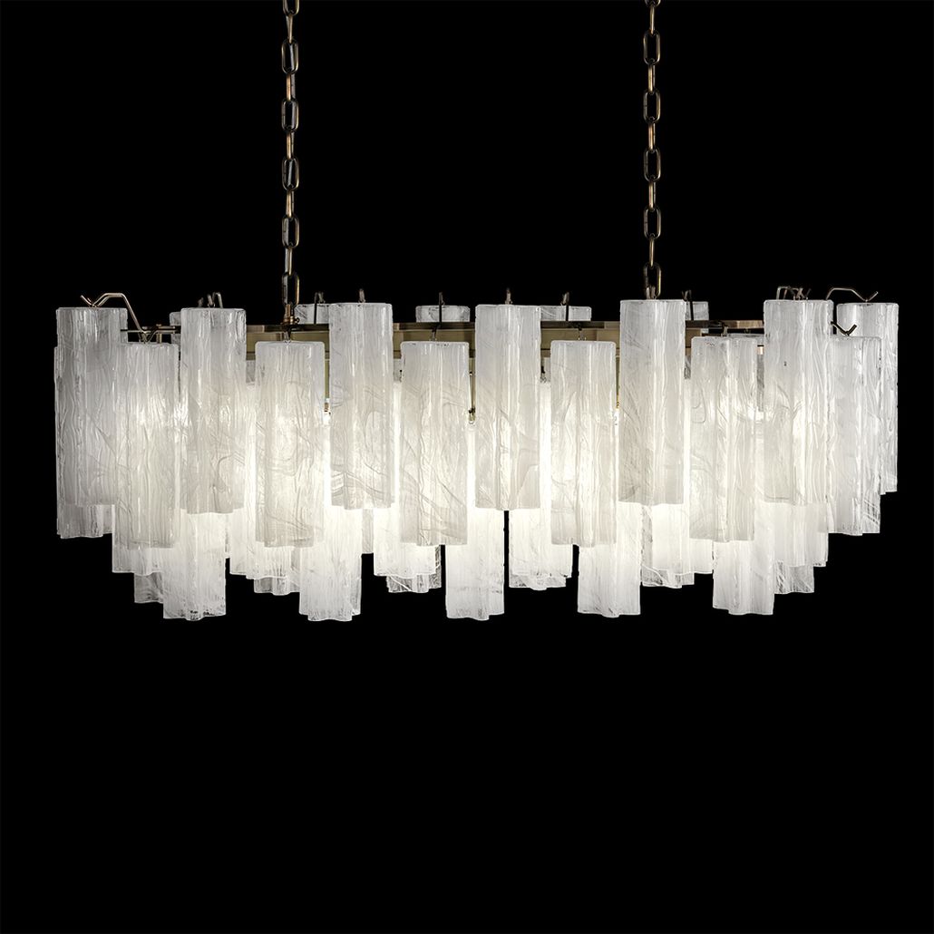 Люстра подвесная овальная White Lagoon glass Белое стекло