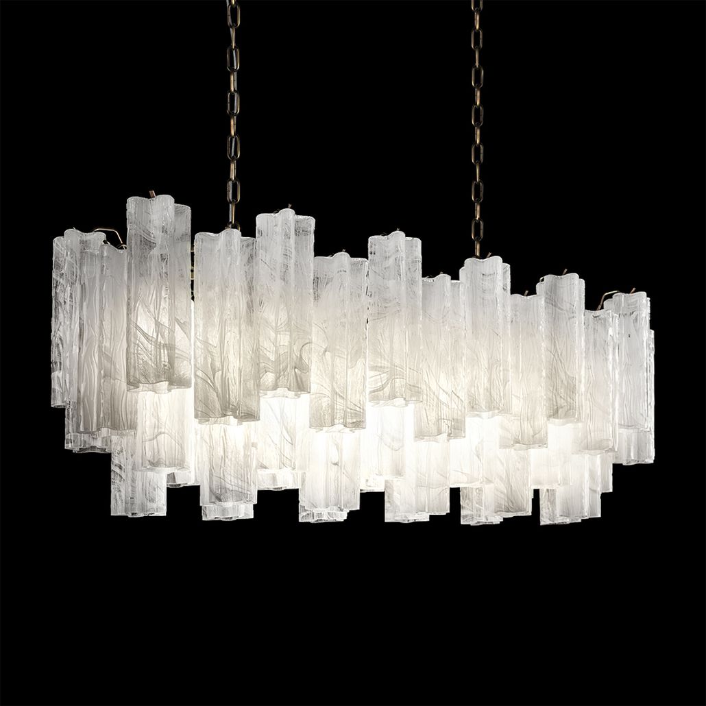 Люстра подвесная овальная White Lagoon glass Белое стекло