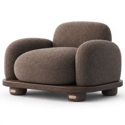Кресло Akio Japandi  Lounge Chair Coffee Букле