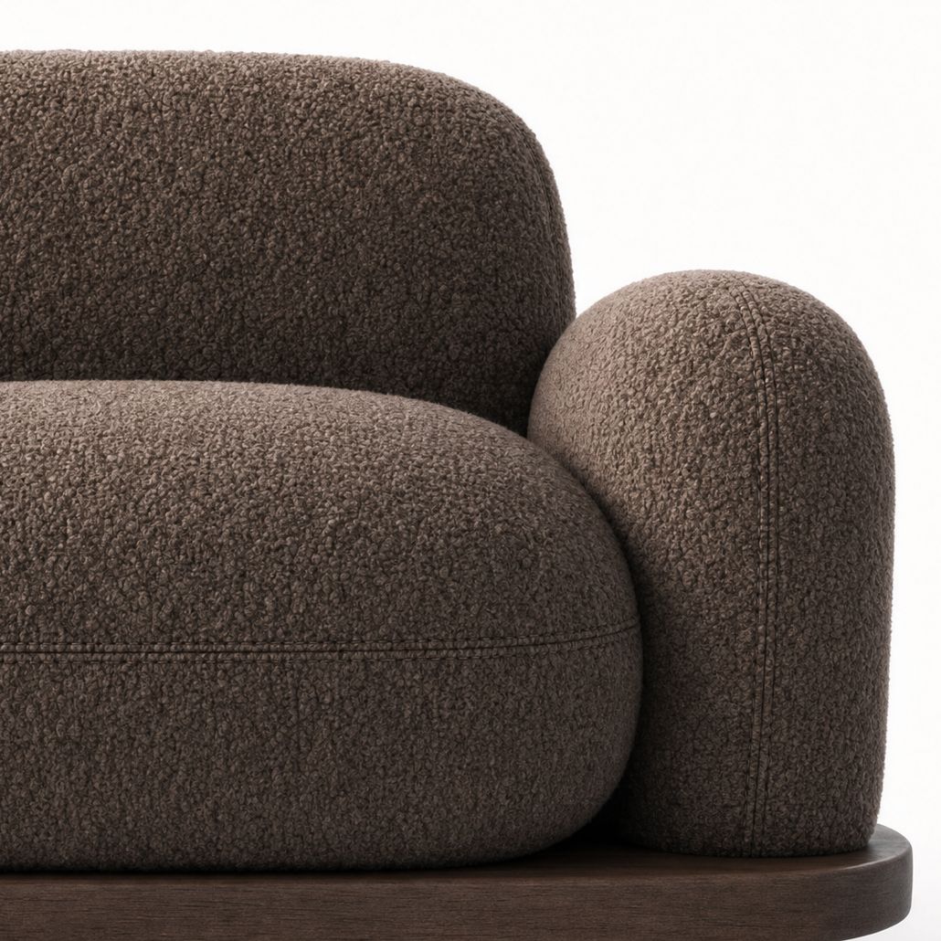 Кресло Akio Japandi  Lounge Chair Coffee Букле