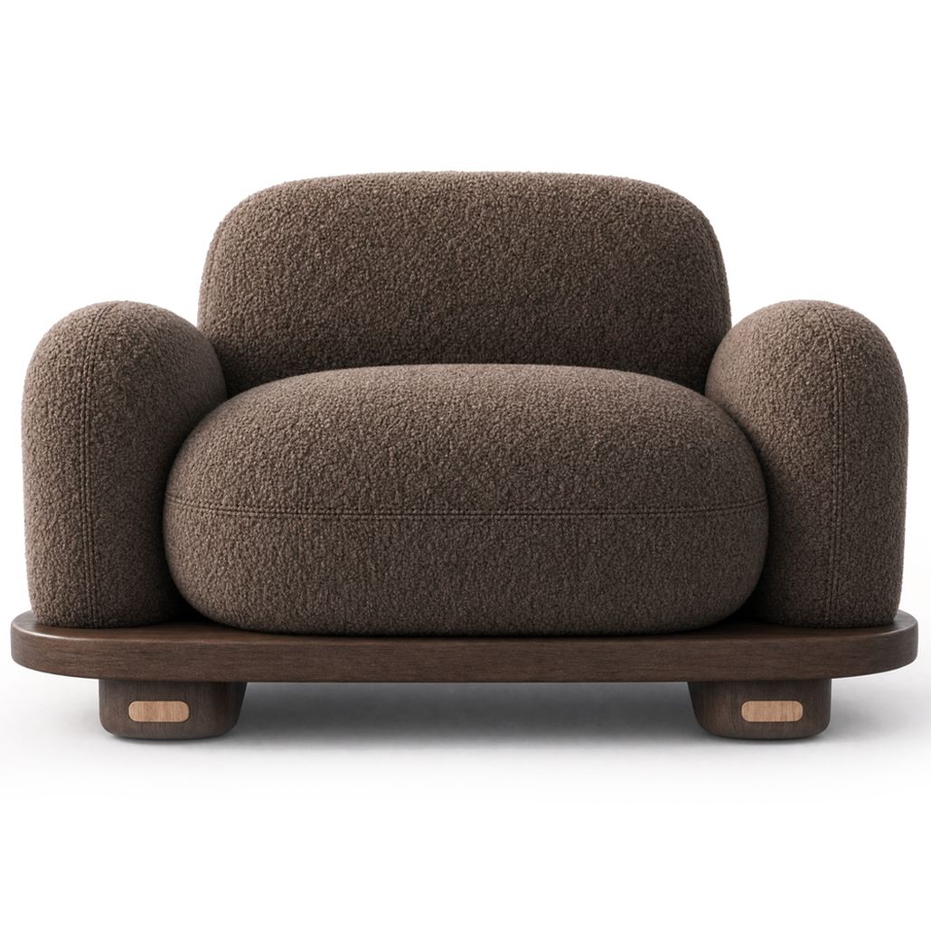 Кресло Akio Japandi  Lounge Chair Coffee Букле