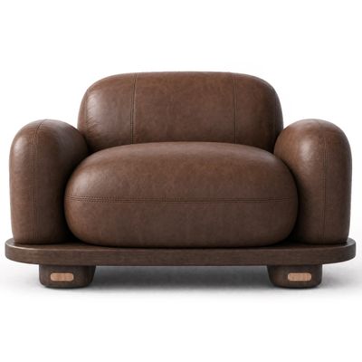 Кресло Akio Japandi Lounge Chair Coffee Кожа