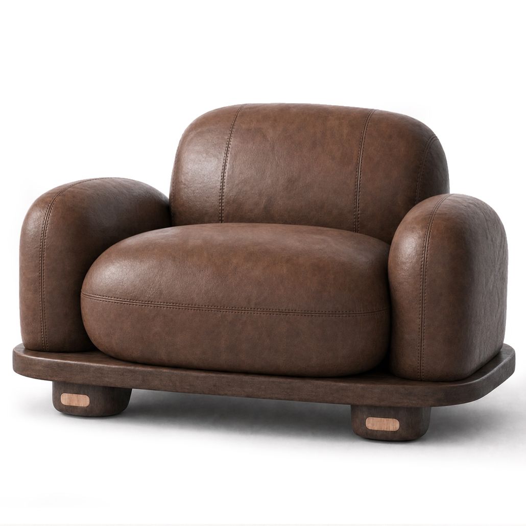 Кресло Akio Japandi  Lounge Chair Coffee Кожа