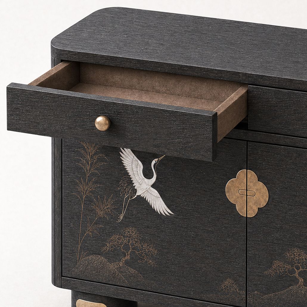 Комод Cranes Japanese Garden Coffee в японском стиле