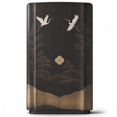 Шкаф Large coffee cabinet with Japanese cranes