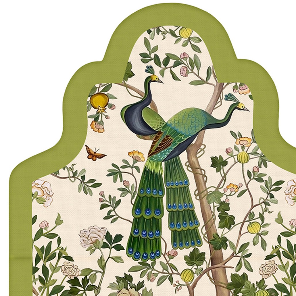 Мебельная ткань Велюр Зеленые павлины Emperor's Bird N 3-1777