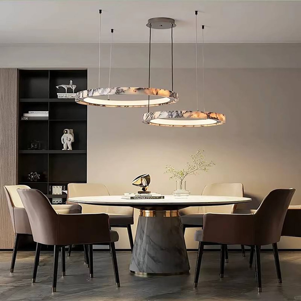 Светодиодный светильник Кольцо из натурального камня Marble Chandelier