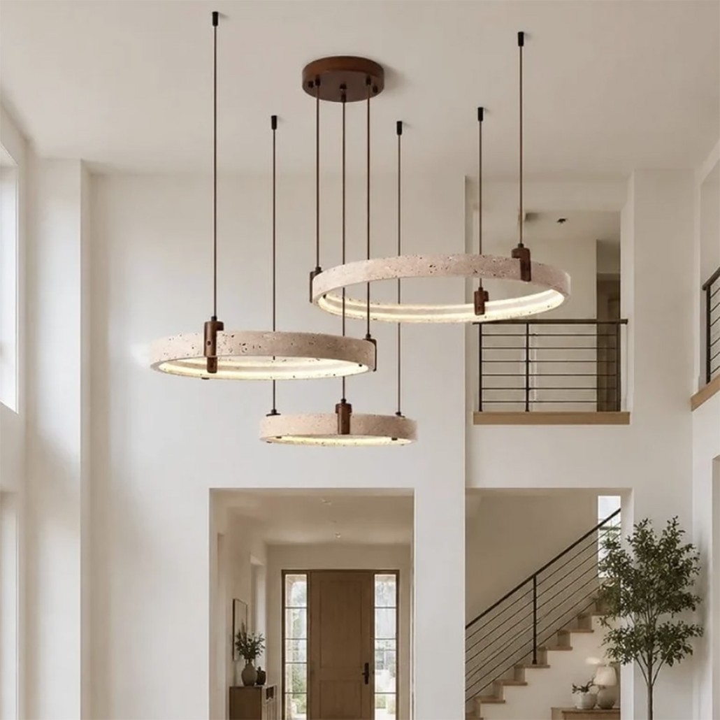 Кольцевая люстра из травертина Goeco Combination Chandelier