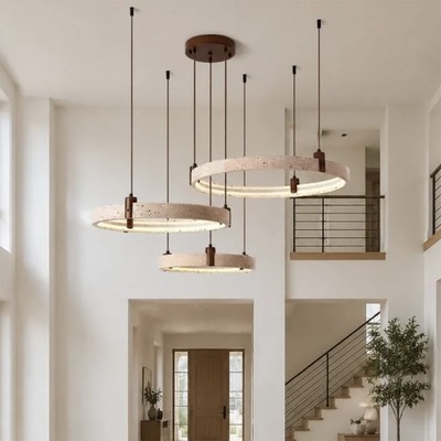 Кольцевая люстра из травертина Goeco Combination Chandelier