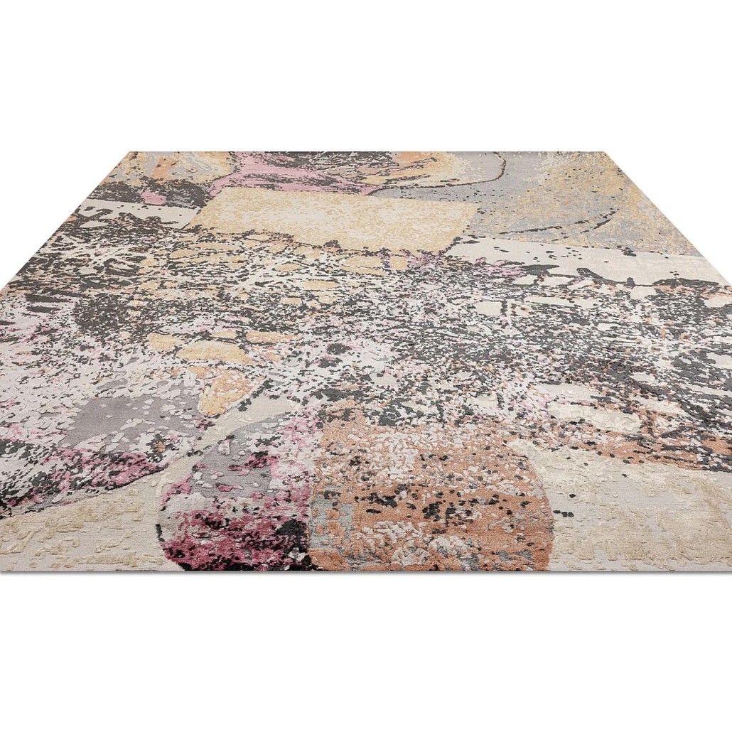 Ковер из эвкалиптового шелка и шерсти с хаотичным абстрактным узором Аurora III