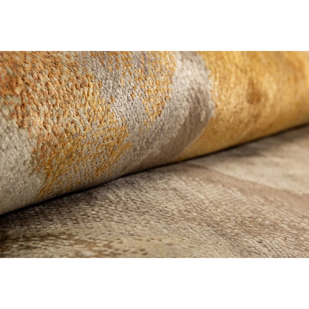 Индийский ковер из шелка и шерсти с абстрактным узором Boundless Brown