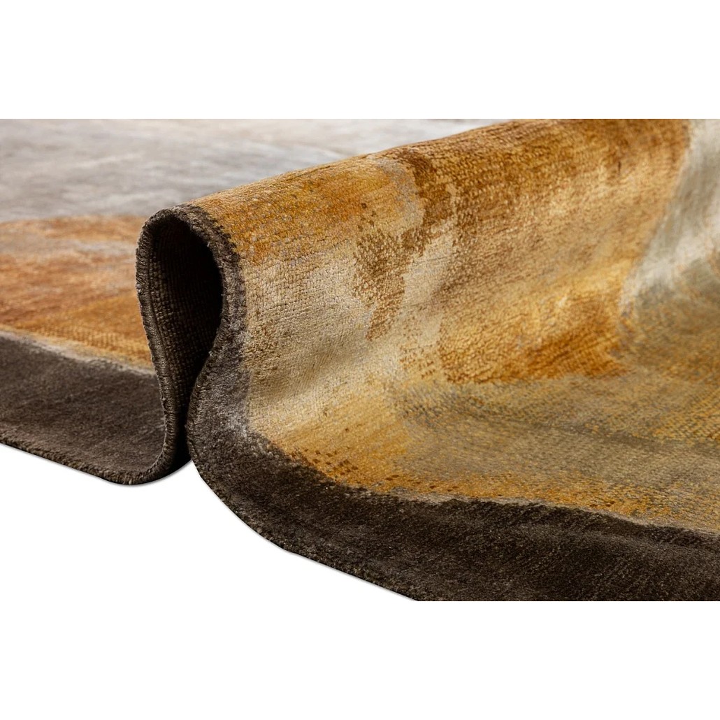 Индийский ковер из шелка и шерсти с абстрактным узором Boundless Brown